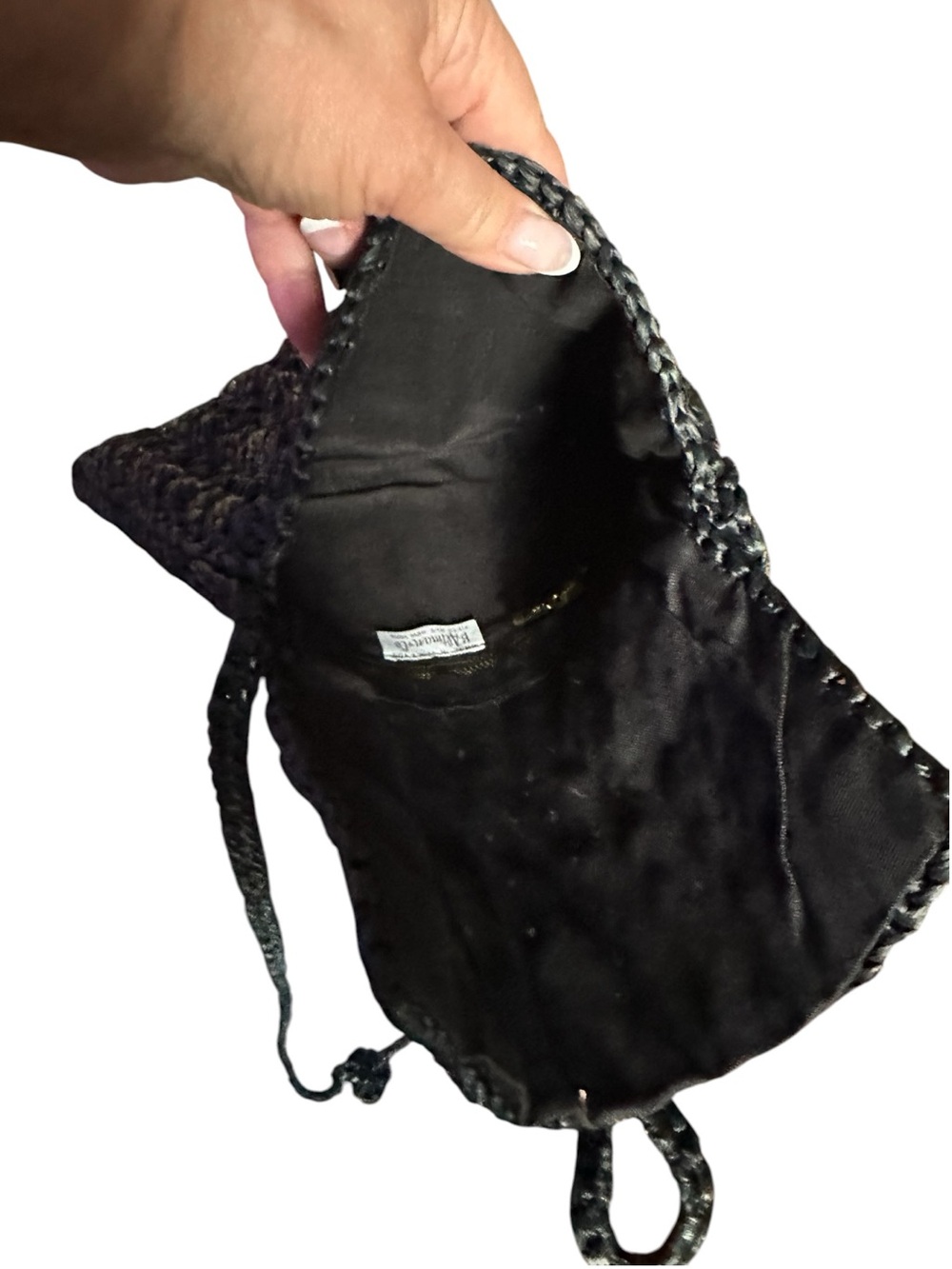 B. ALTMAN Vintage Black Crochet Crossbody Bag Quiet Luxury Shoulder Woven Purse - Picture 6 of 8